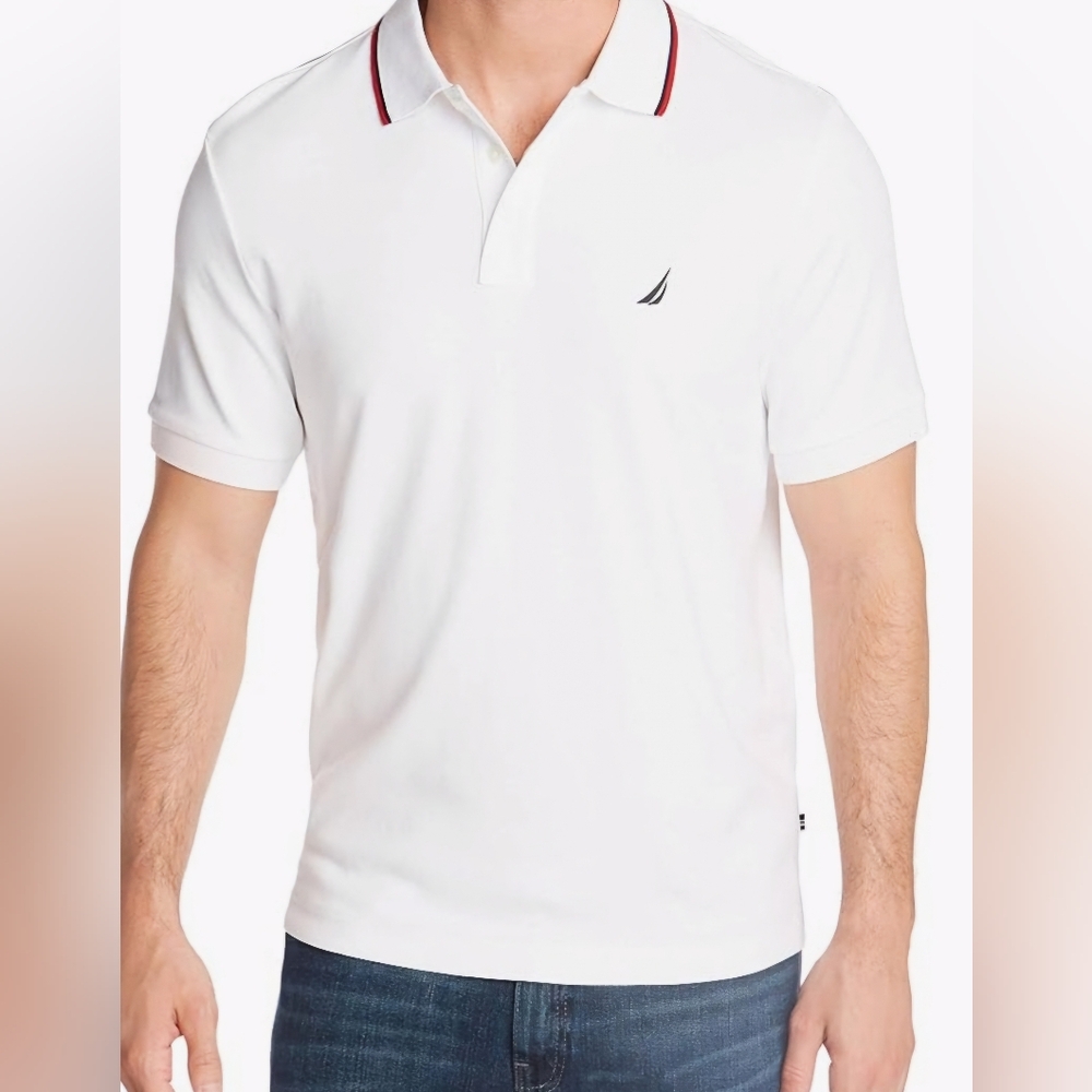 Nautica Men's Classic Fit Short Sleeve Dual Tipped Collar Polo Shirt